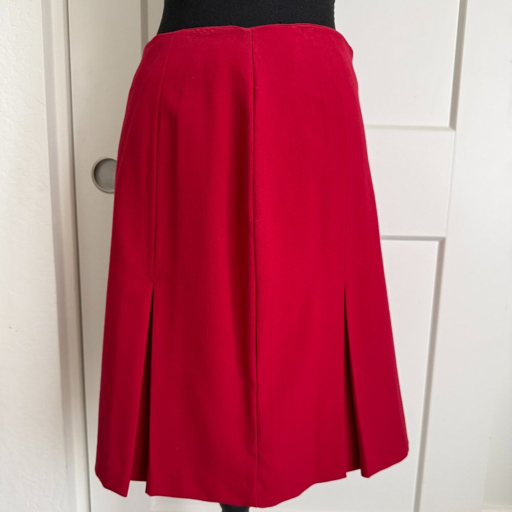 Women's Worthington Pleated Red Skirt, Lined, Size 8, Side Zip